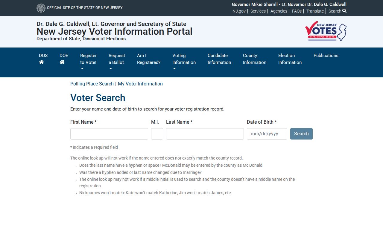 Middle Township residents directory New Jersey voter search