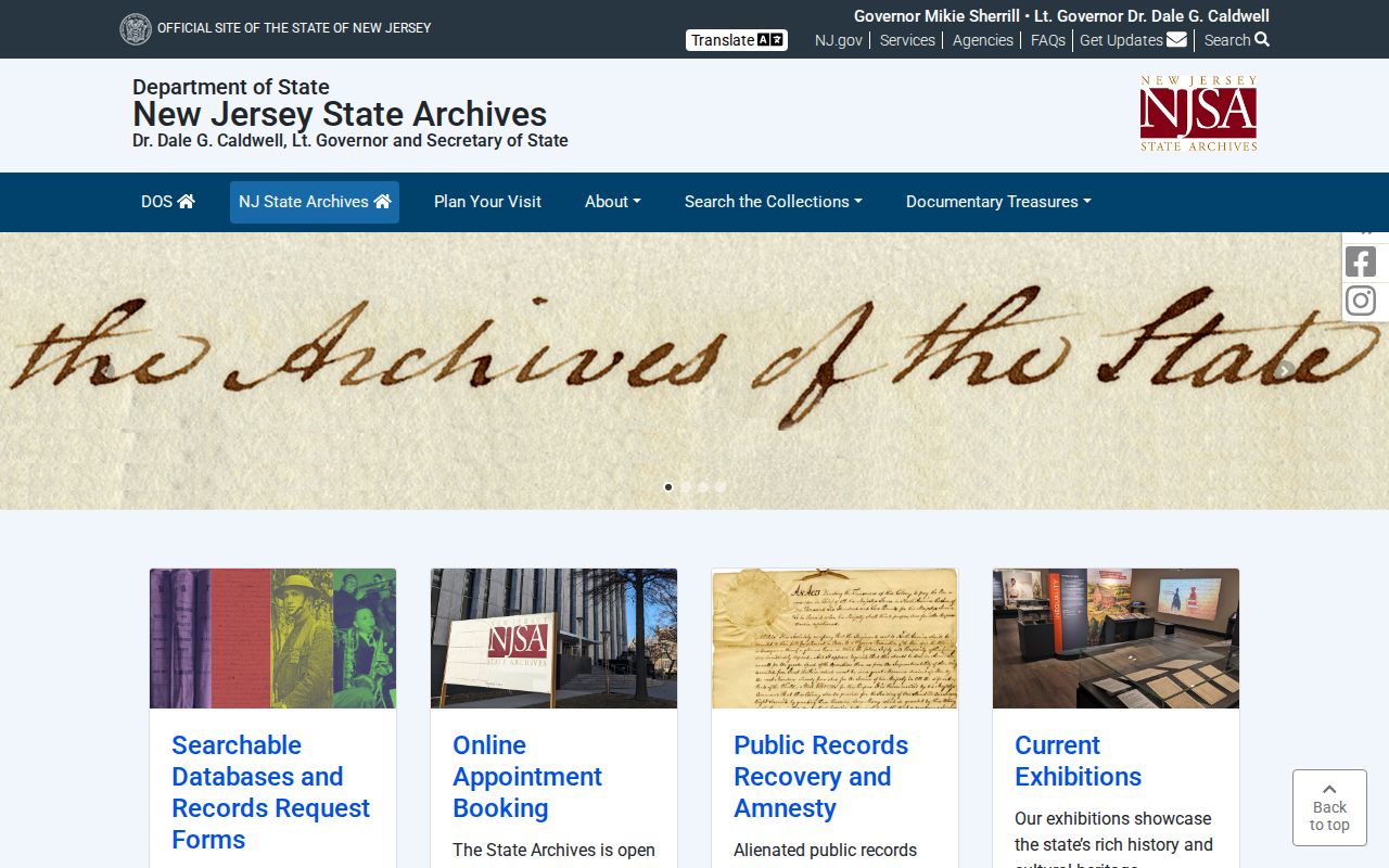 Middle Township previous residents research at the New Jersey State Archives