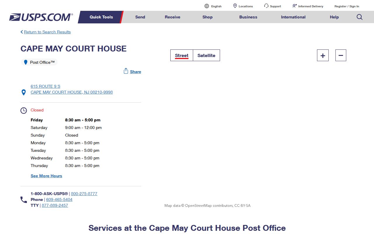 Middle Township ZIP code directory Cape May Court House USPS post office