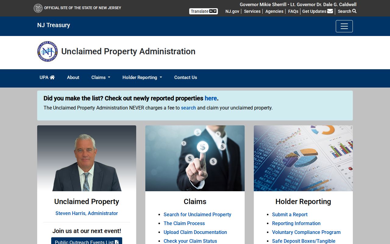 Middle Township residents directory New Jersey unclaimed property search