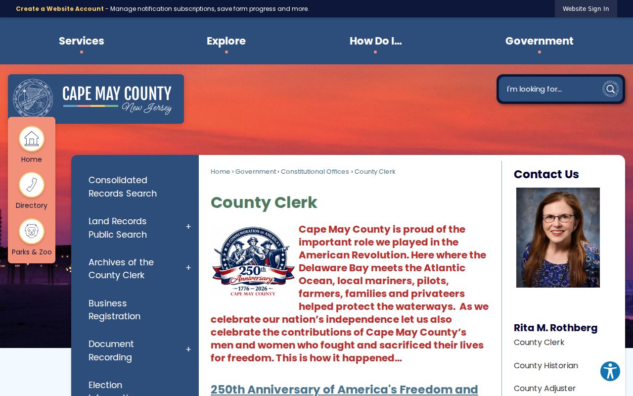 Middle Township residents directory Cape May County Clerk records office