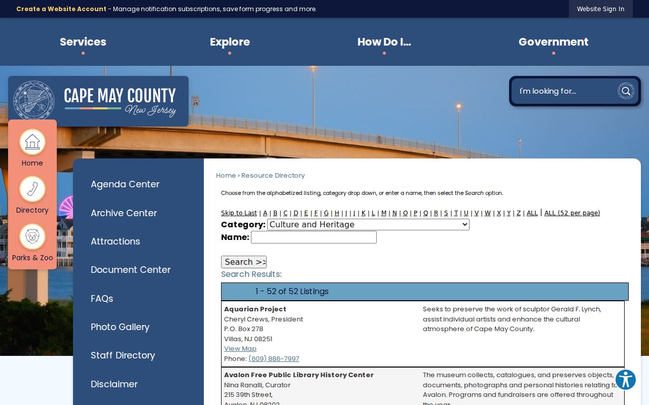 Middle Township neighbors civic contact search in the Cape May County community directory